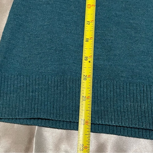 Brooks Brothers 346 Merino Wool Sweater Braided V Neck Teal - Picture 4 of 7